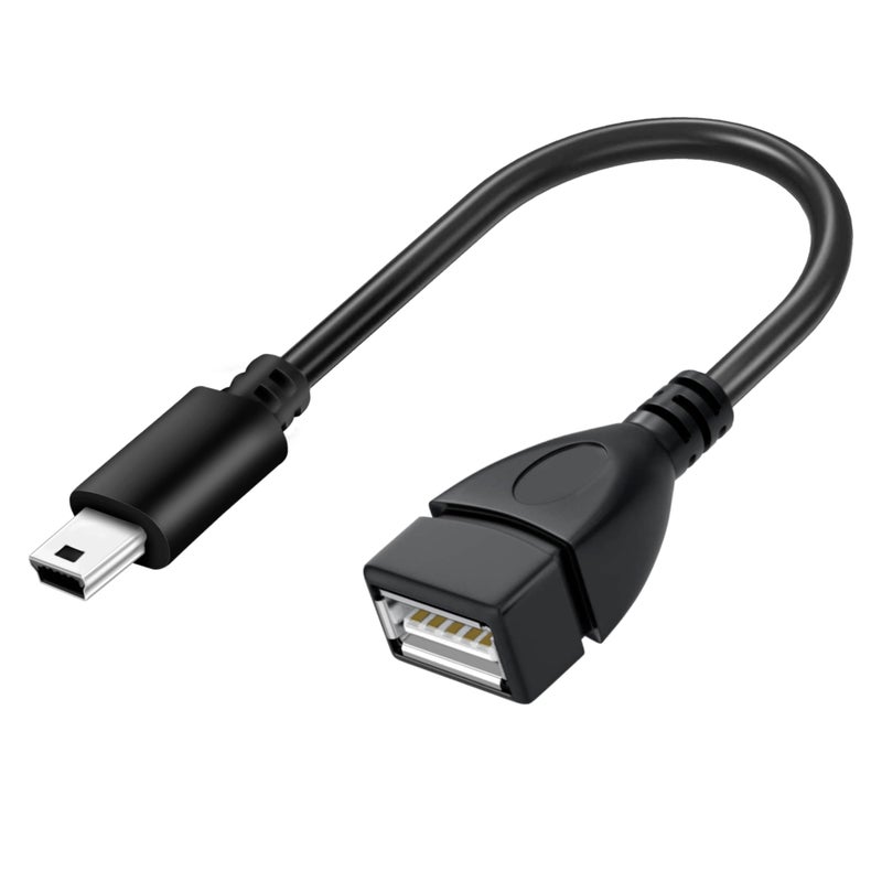 SaiTech IT Mini USB OTG Cable for Digital Cameras - USB A Female to Mini USB B 5 Pin Male Adapter Cable - Image 1